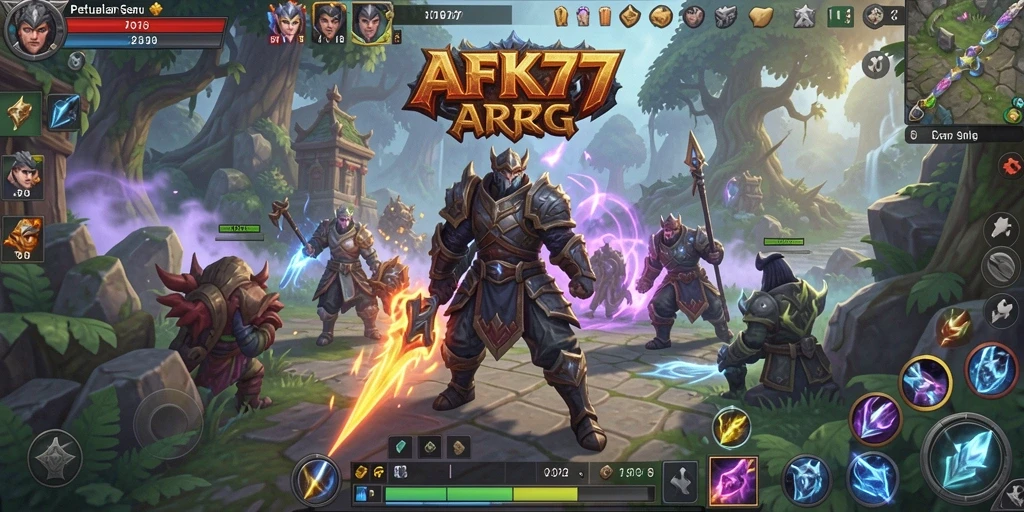 Screenshot utama AFK77 menampilkan aksi pertarungan yang seru dalam dunia ARPG.