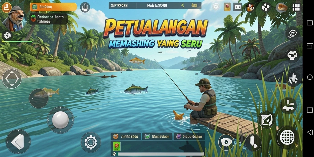 Screenshot dari gameplay memancing yang mendebarkan di GIFTRP288.