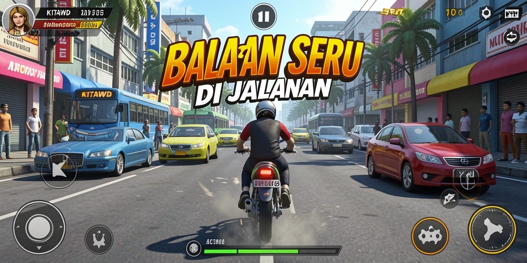 Tangkapan layar menunjukkan aksi balapan mendebarkan di KITAWD.