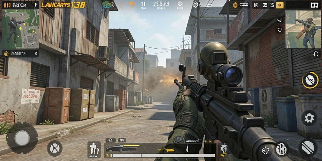 Tampilan gameplay LANCAR138 yang mendebarkan dengan aksi FPS yang intens.