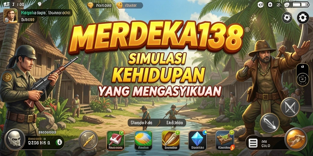Tampilan gameplay simulasi yang menarik dan dinamis dalam MERDEKA138.