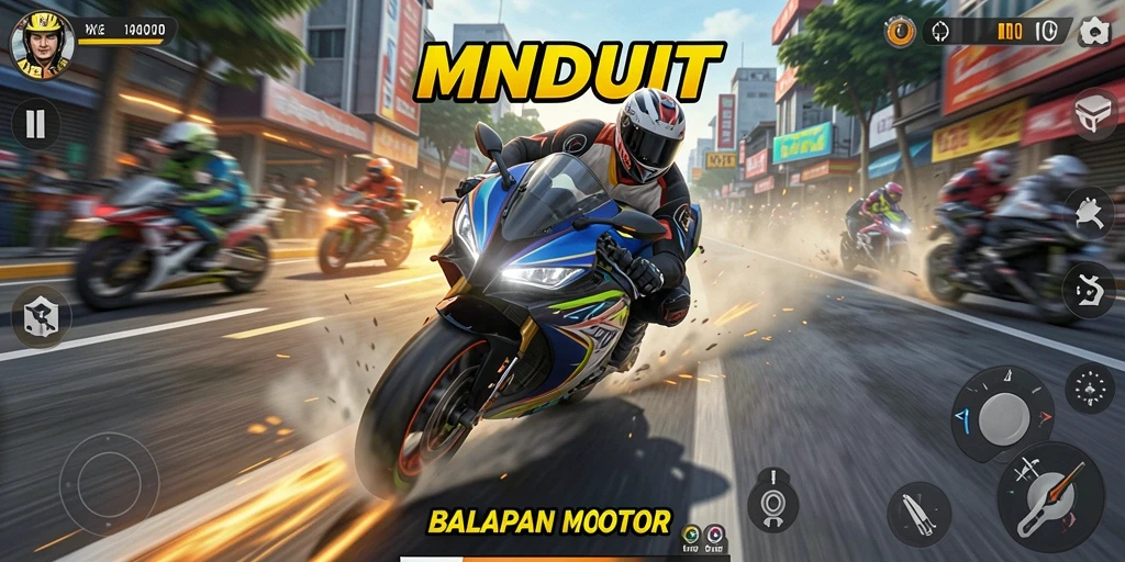 Gameplay seru di trek balapan motor menantang.