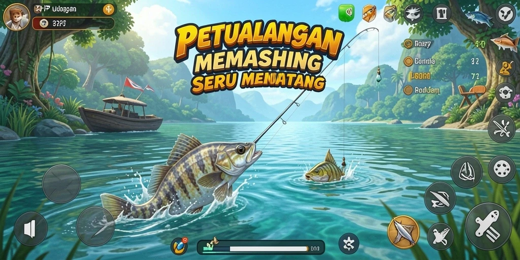 Tampilan gameplay PP7 yang menarik saat menangkap ikan.